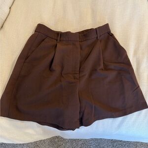 Abercrombie & Fitch Women's High Waist Shorts - Dark Brown